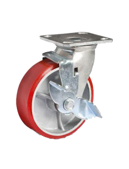 Колесо большегрузное полиуретановое поворотное с тормозом SCpb160(диам. 150мм)