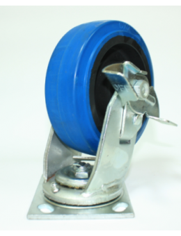 Колесо большегрузное обрезиненное поворотное с тормозом C550В\EUP6200B (диаметр 160 мм)