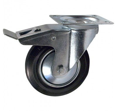 Колесо промышленное поворотное с тормозом SRCb 100 (диаметр 100 мм)